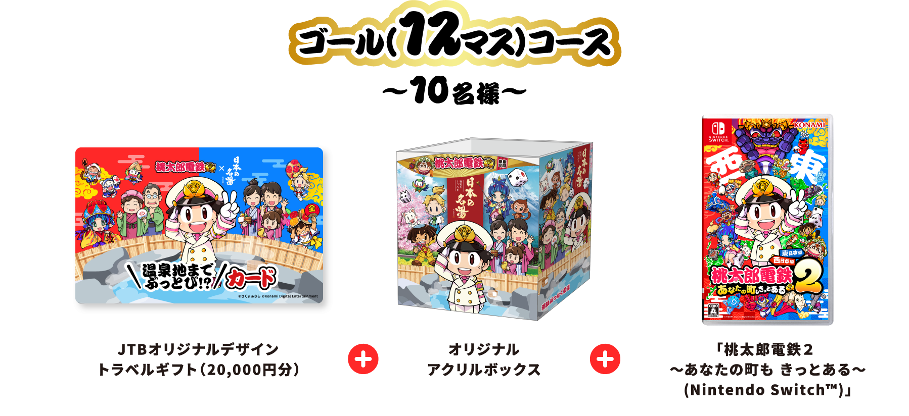 ゴール（12マス）コース 〜10名様〜 JTBオリジナルデザイントラベルギフト（20,000円分） + オリジナルアクリルボックス + 「桃太郎電鉄２ ～あなたの町も きっとある～(Nintendo Switch™)」
